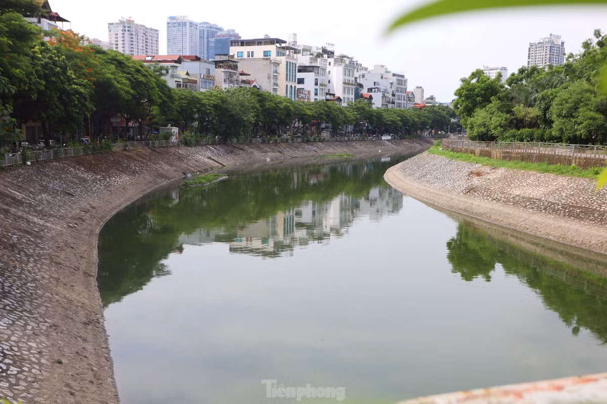 Khung cảnh "nên thơ" ở ven sông Tô Lịch.