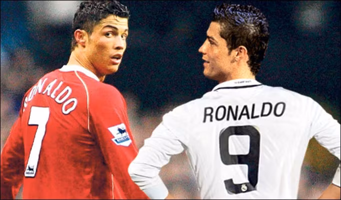 Cris Ronaldo (Real Madrid) từ số 9 sang số 7: Cr7 là thương hiệu gắn bó Cris Ronaldo từ những ngày còn thi đấu ở MU. Nhưng khi chuyển sang thi đấu ở Real Madrid, anh phải chấp nhận mang áo số 9 vì chiếc áo số 7 đang bị huyền thoại Raul Gonzales chiếm giữ. Sau này Raul chuyển đi thì chiếc áo số 7 này mới chính thức thuộc về Cris Ronaldo và tiền vệ này tiếp tục xây dựng hình ảnh một Cr7 mới.