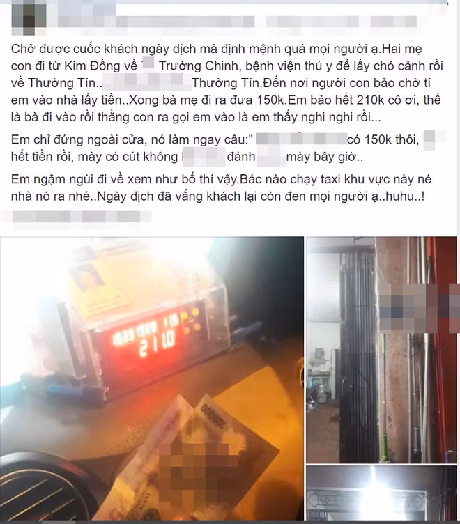 Het hon voi 2 me con quyt tien lai con doa danh tai xe taxi