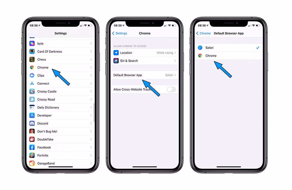 Cach dat Chrome lam trinh duyet mac dinh tren iPhone