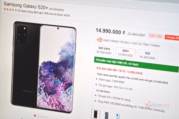 Giá Galaxy S20+ giảm sốc 5 triệu đồng, rẻ hơn cả Galaxy S20 ảnh 1