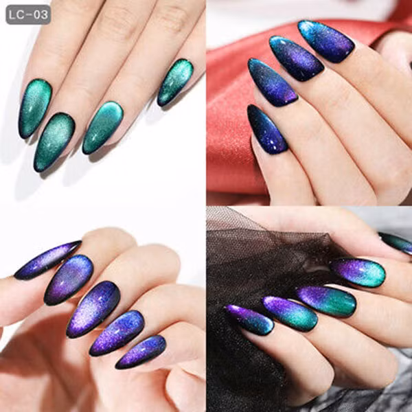 Mẫu nail mắt mèo với họa tiết giọt nước Các mẫu thiết kế móng tay khá linh hoạt và đa dạng, do đó chắc chắn các bạn gái sẽ thích mê những mẫu thiết kế độc đáo và độc đáo này. Những mẫu thiết kế này không có một màu sắc cố định nào, bạn có thể thiết kế họa tiết giọt nước với bất kì màu sắc nào mà bạn nghĩ đến, càng nhiều màu sắc vui vẻ càng tốt. Thêm nữa, bạn có thể phủ chúng trên tất cả móng tay của bạn, hoặc xen kẽ các ngón để tạo hiệu ứng bề mặt sáng bóng và mờ.