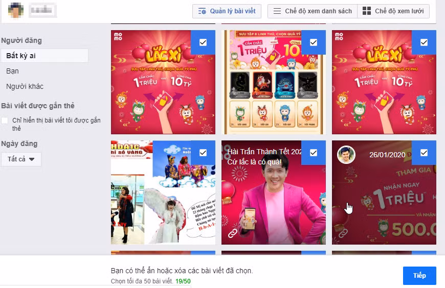 Cách ẩn, xóa, gỡ thẻ hàng loạt bài viết cùng lúc trên Facebook ảnh 3