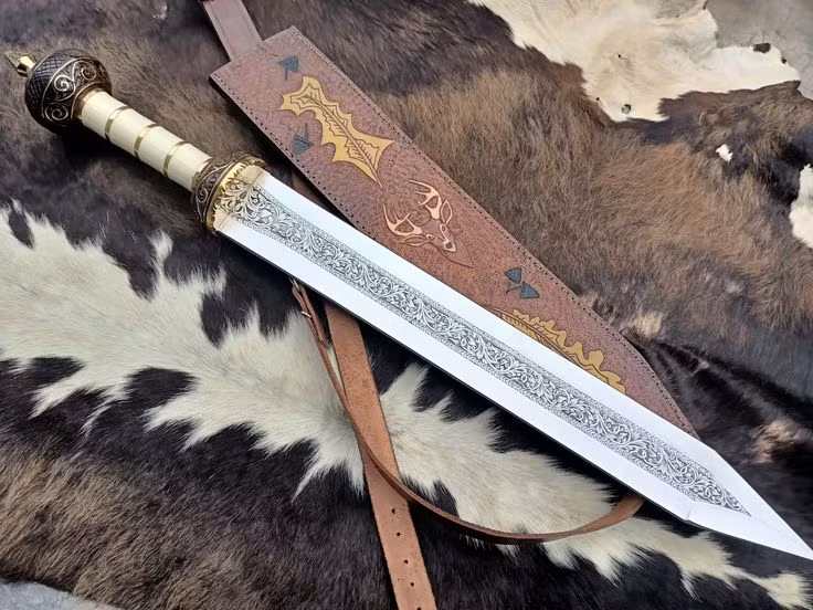  2. Có nguồn gốc từ Tây Ban Nha. Mẫu kiếm gladius đầu tiên được La Mã tiếp thu từ người Celtiberi (Tây Ban Nha ngày nay) trong thế kỷ 3 TCN. Vì thế, một trong những kiểu gladius phổ biến được gọi là Gladius Hispaniensis (kiếm Tây Ban Nha). Ảnh: Pinterest.