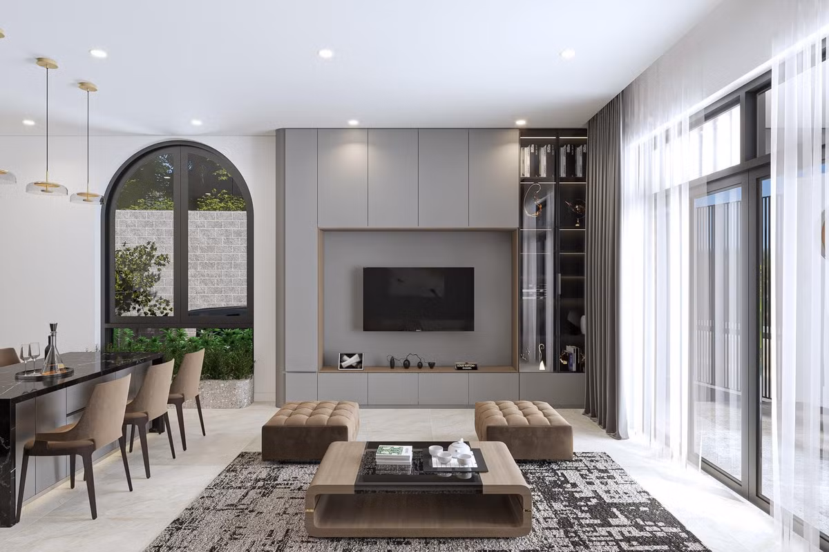 Cuộc sống thăng hoa nhiều cảm xúc, chỉ một bước là chạm đến thiên nhiên thông qua cửa sổ, cửa ra vào bằng nhôm kính lớn.