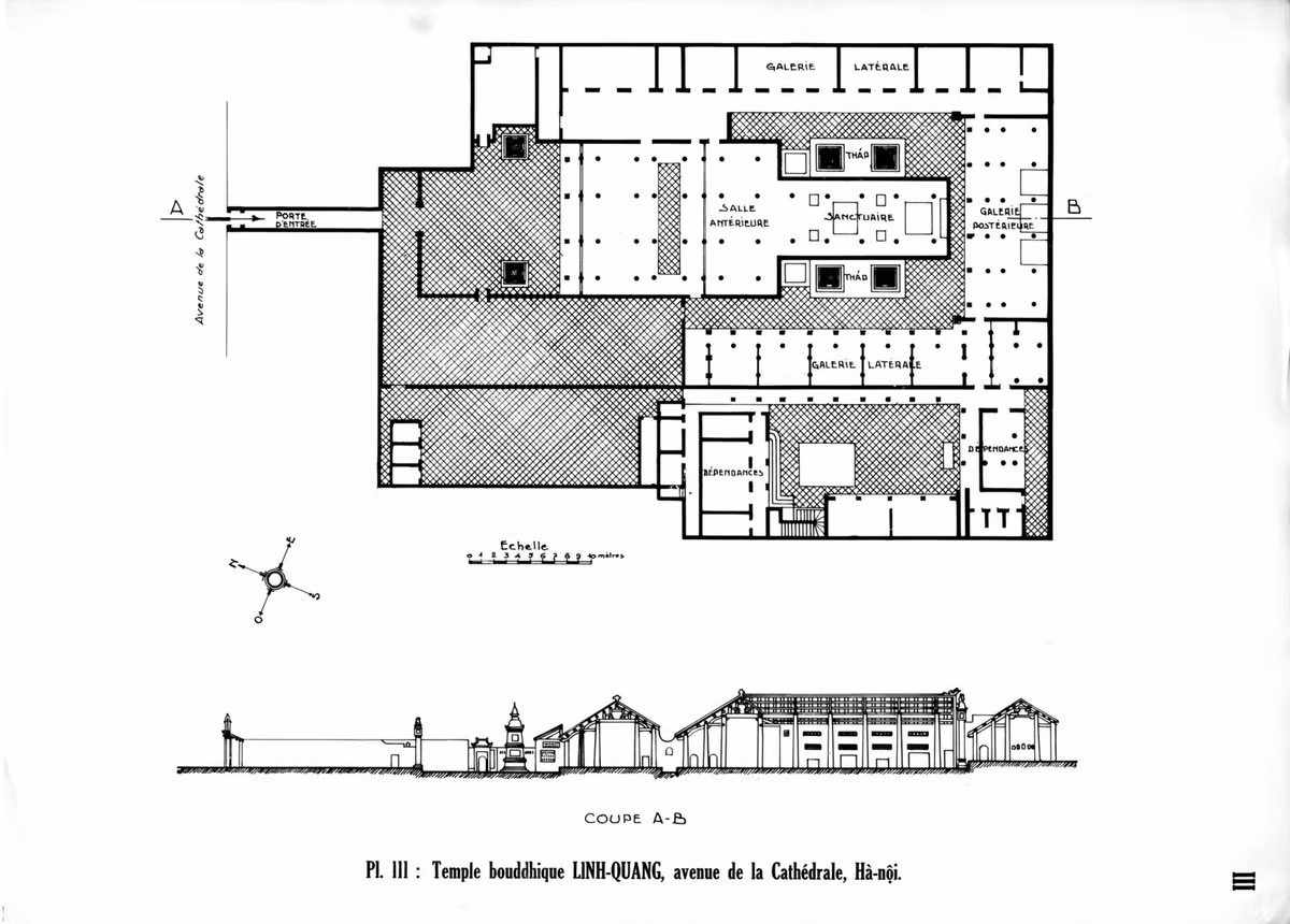 Chùa Linh Quang trên phố Cathédrale, tức chùa Bà Đá ở số 3 phố Nhà Thờ, Hà Nội ngày nay.