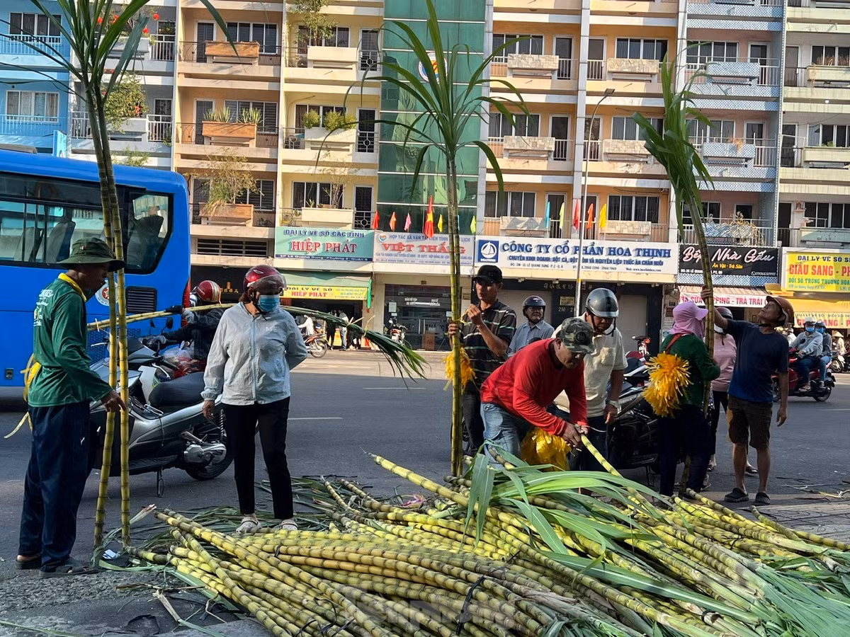 "Năm nào tôi cũng đến đây mua mía vàng cúng vía Trời. Đây là thói quen có từ thời ông bà, cha mẹ, bây giờ con cháu cứ vậy làm theo. Ước mong của tôi trong dịp này là cầu cho gia đình nhiều sức khỏe, bình an, mọi chuyện đều thuận lợi và may mắn" - ông Hiểu Lâm (ngụ quận 5) chia sẻ.