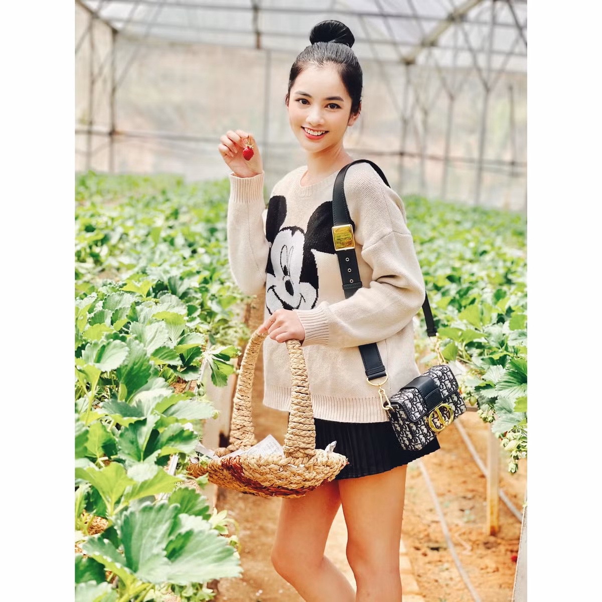 Người đẹp Cẩm Đan gợi cảm đi hái dâu tây.