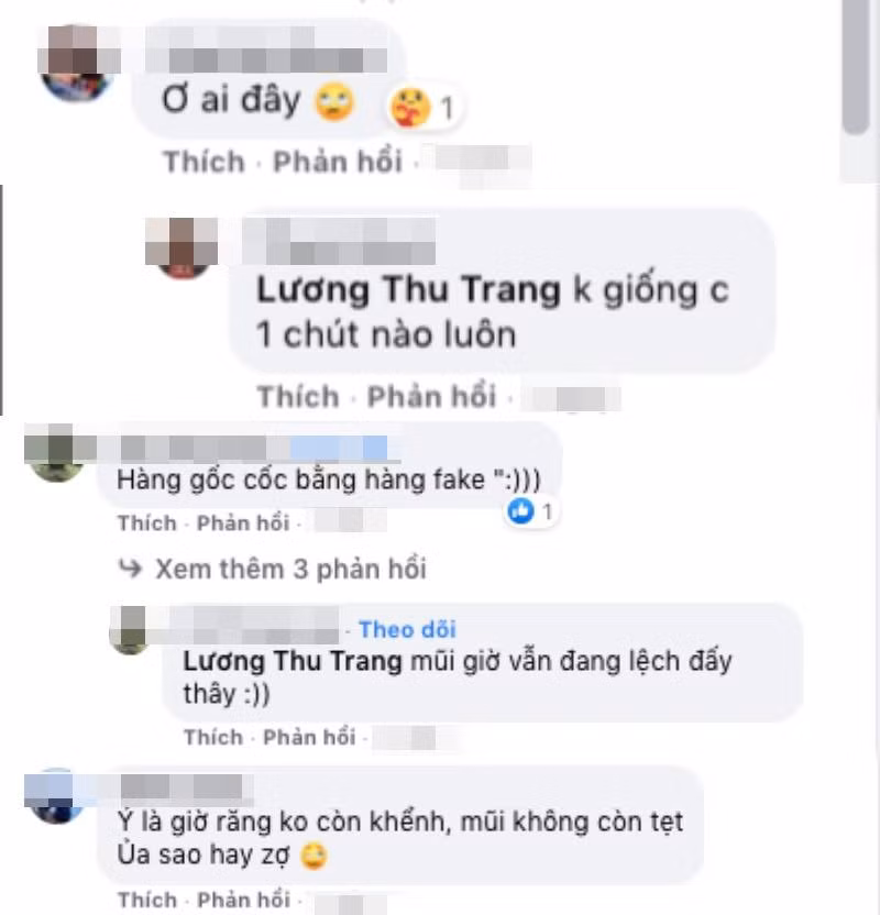 Thậm chí, có tài khoản còn soi chiếc mũi của cô sau khi chỉnh sửa vẫn lệch và tag hẳn tên Lương Thu Trang.