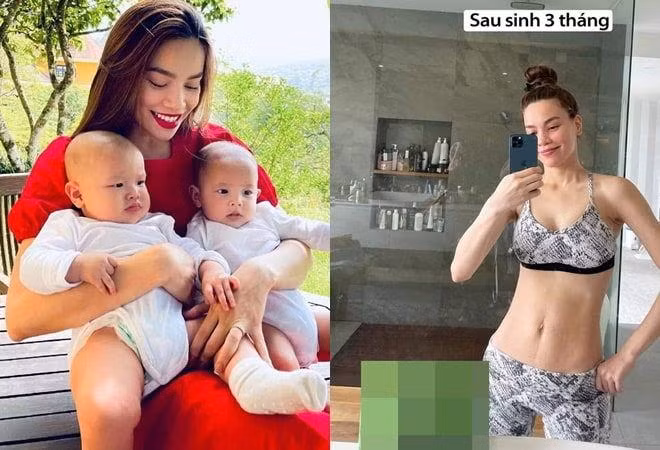 Hà Hồ cũng không tránh khỏi tình trạng vòng bụng kém nuột nà sau sinh con dù đã về dáng rất nhanh.