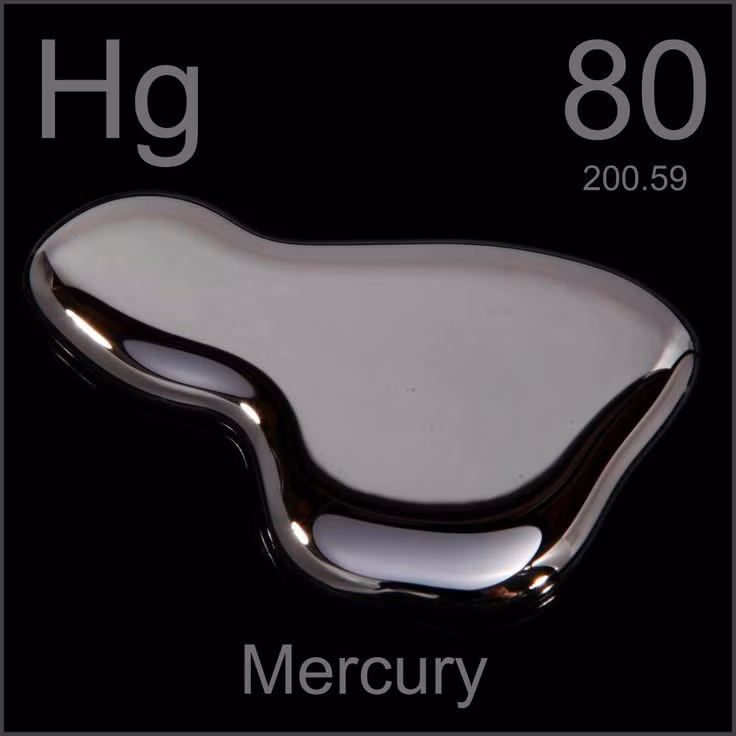  2. Ký hiệu hóa học Hg. Ký hiệu Hg của thủy ngân xuất phát từ tên Hy Lạp hydrargyrum, có nghĩa là "bạc lỏng". Ảnh: Pinterest.