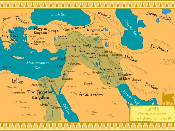  3. Đế chế Assyria cổ đại. Tên "Syria" bắt nguồn từ "Assyria", một trong những đế chế cổ đại mạnh mẽ nhất từng thống trị khu vực từ năm 2.500 TCN. Ảnh: Pinterest.
