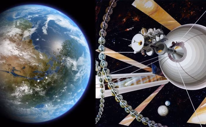  Tạo khí quyển: Một trong những bước quan trọng trong terraforming là làm dày khí quyển, có thể được thực hiện thông qua các phương pháp như thải khí nhà kính (như CO2) vào khí quyển để giữ nhiệt. Ảnh: Pinterest.