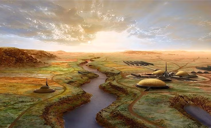 Phương pháp thả băng: Một trong những chiến lược terraforming cho Mars là thả các khối băng khổng lồ để giải phóng CO2, làm tăng hiệu ứng nhà kính và ấm lên khí quyển. Ảnh: Pinterest.