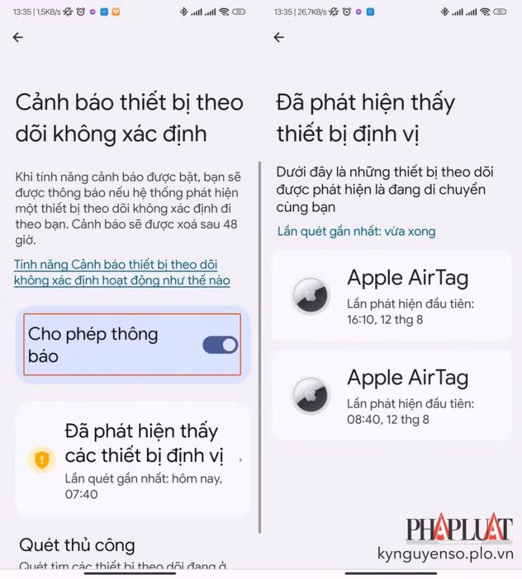 Cach bat tinh nang canh bao thiet bi theo doi tren dien thoai Android-Hinh-3