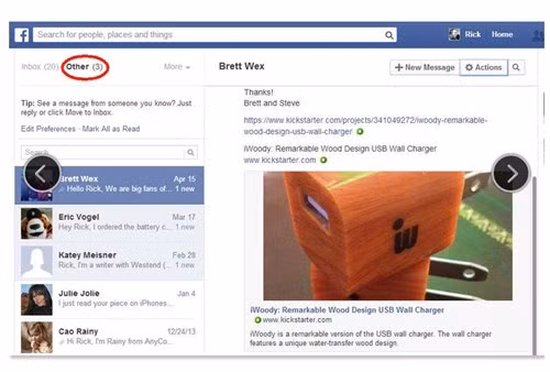 6. Bạn nên có một hộp thư đến ẩn. Khi bạn bắt buộc phải khóa tài khoản Facebook, điều này sẽ giúp thông tin của bạn được an toàn, và đó thường là hộp thư thứ hai Facebook cung cấp cho mỗi người dùng. Tin nhắn được gửi từ người dùng mà bạn không biết thường gửi đến đó.