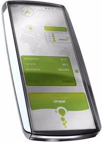 Mẫu điện thoại thiết kế cảm biến xanh của Nokia. Điện thoại di động có thể gọi điện, gửi tin nhắn SMS, email và làm nhiều hơn nữa. Nhưng làm thế nào một chiếc điện thoại di động có thể tác động môi trường và hỗ trợ tốt cho sức khỏe? Nokia Eco Sensor là khái niệm điện thoại di động hướng tới mục tiêu trên. Nó có thể giúp bạn theo dõi sức khỏe, môi trường và thời tiết địa phương.
