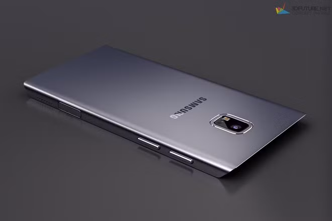 Mặt lưng của máy với chi tiết nổi bật nhất là cụm camera chính. Khác với Galaxy S6, cụm camera này được thiết kế phẳng.