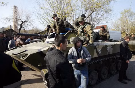 Một chiếc BMD-1 ra hàng tại Slavyansk.