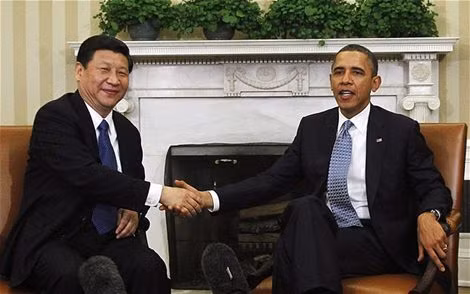 Chủ tịch Tập Cập Bình và Tổng thống Obama trong cuộc gặp ở Nhà Trắng tháng 2/1012.