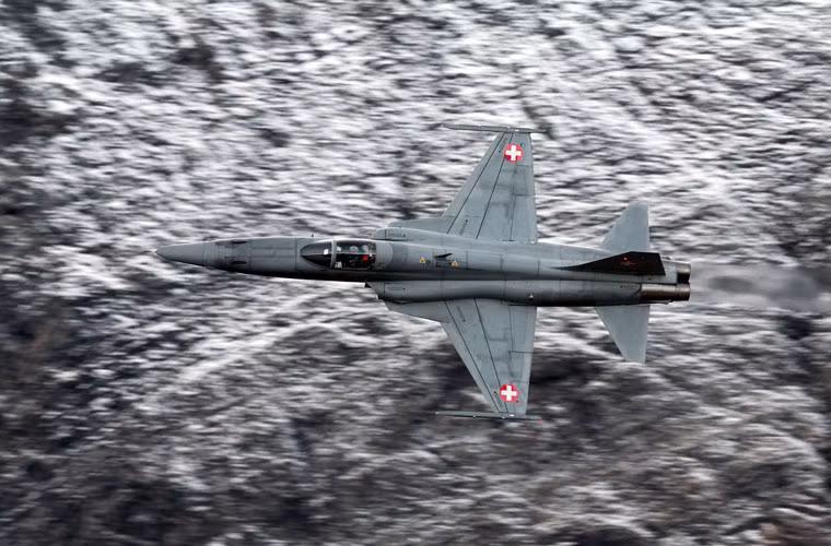 F-5E Tiger II được thiết kế cho nhiệm vụ phòng không, trinh sát, tấn công mục tiêu mặt đất. F-5E có chiều dài 14,45m, sải cánh 8,13m, cao 4,08m, trọng lượng cất cánh tối đa 11,1 tấn. Ảnh minh họa
