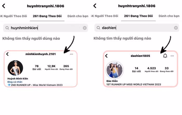 Ý Nhi không theo dõi Á hậu Đào Hiền - Minh Kiên, chuyện gì đây? Y Nhi khong theo doi A hau Dao Hien - Minh Kien, chuyen gi day?