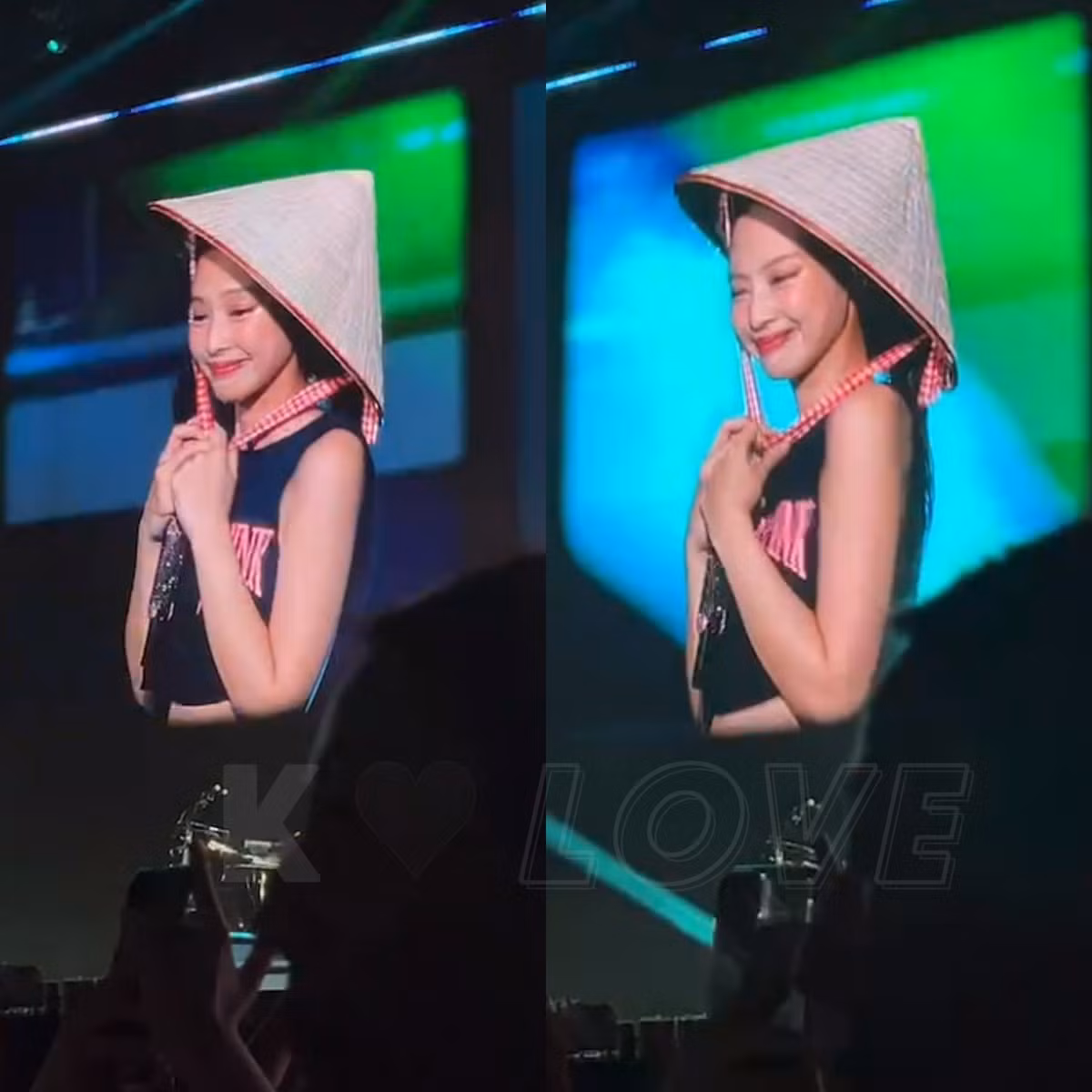 Hình ảnh Jennie thân thiện, luôn cười tươi trên sân khấu. Trong mọi khoảnh khắc chụp vội, rapper từng gây tranh cãi khi đóng phim gắn mác 19+ luôn giữ thái độ vui vẻ khi biểu diễn. Ảnh: K Love.