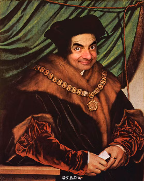 Gương mặt hài hước của Mr. Bean - Rowan Atkinson khiến người xem tranh không thể nhịn cười.
