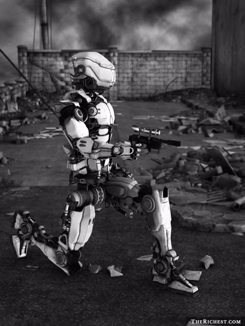  Robot làm vũ khí chiến đấu thông minh. Những concept thiết kế về robot sử dụng trên chiến trường từng được nhắc đến khá nhiều. Và thực tế là công nghệ chiến đấu của con người cũng sử dụng robot giúp cho cuộc chiến thông minh và ít sức người hơn. Trong năm 2033, rất có thể các nhà khoa học đến từ Nhật Bản có thể làm được một việc vĩ đại hơn, đó là chế tạo các robot tuần tra, chiến đấu và canh gác nghiêm ngặt như những chiến binh thực thụ.