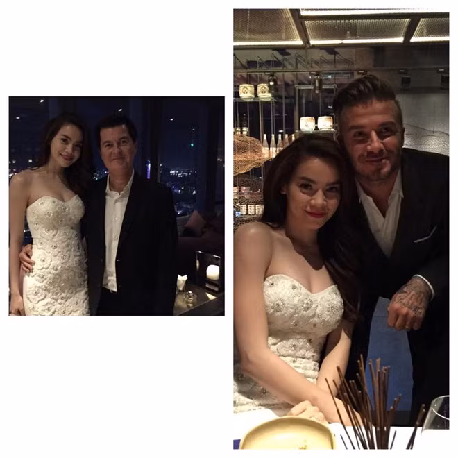 Hôm 11/11, Hồ Ngọc Hà khoe ảnh chụp với Simon Fuller - cha đẻ của X Factor - và cựu danh thủ David Beckham trên trang cá nhân kèm theo những lời có cánh. Nữ hoàng showbiz đánh giá Simon là một người thành đạt và siêu giỏi còn ông bố bốn con lại rất phong độ và điển trai. Cô cũng hào hứng khoe, cựu ngôi sao của M.U chúc liveshow sắp tới sẽ thành công và khen nữ ca sĩ "beautiful" (xinh đẹp).