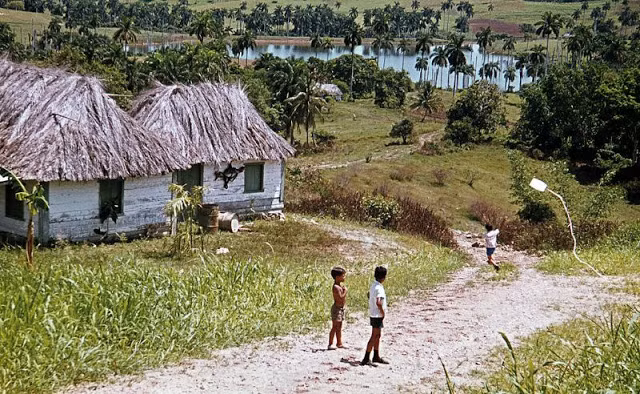 Các cậu bé thả diều trong khung cảnh bình yên của vùng nông thôn Cuba.