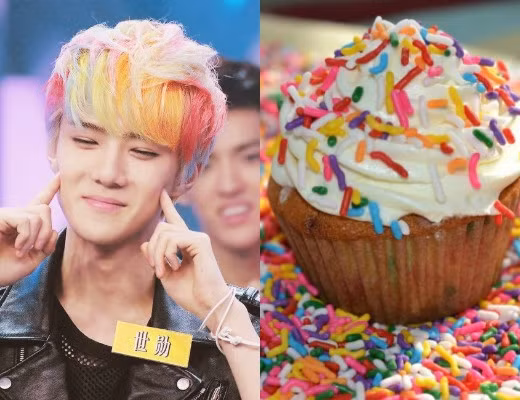 Sehun càng đáng yêu hơn khi sở hữu màu tóc không khác gì chiếc bánh cupcake