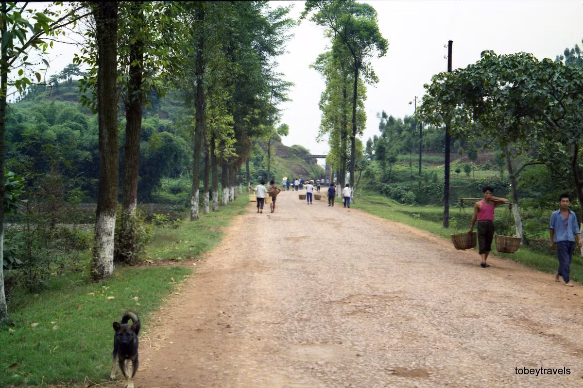 Trên con đường nông thôn ở huyện Đại Túc, tỉnh Trùng Khánh, Trung Quốc năm 1984. Ảnh: Tobeytravels Flickr