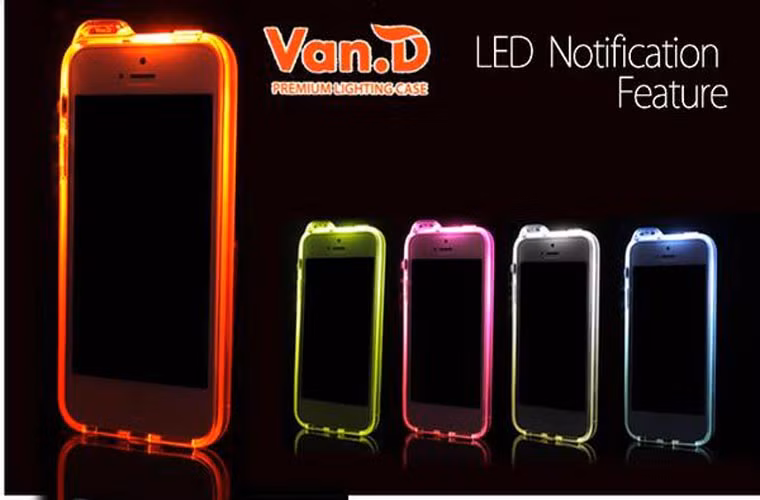 Vỏ bao sáng lên khi có cảnh báo, cuộc gọi đến. Vỏ bao này có tên gọi vỏ bao iPhone sáng VanD. Nó dùng được cho iPhone 5/5S và iPhone 5C. Mỗi khi có cảnh báo, cuộc gọi đến, nó sẽ sáng lên, mà không đòi hỏi thêm năng lượng.