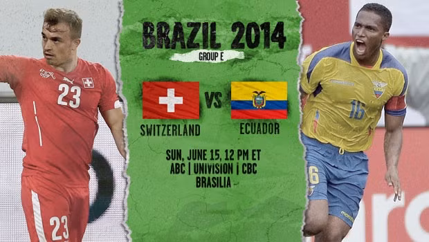 Trận đấu khá ngang tài và khó đoán tại bảng E World Cup 2014 giữa Thụy Sĩ và Ecuador sẽ diễn ra lúc 23h đêm nay 15/6.