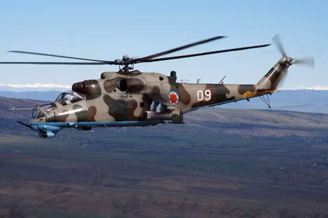 Trực thăng chiến đấu Mi-24 đang phục vụ trong Không quân Gruzia.