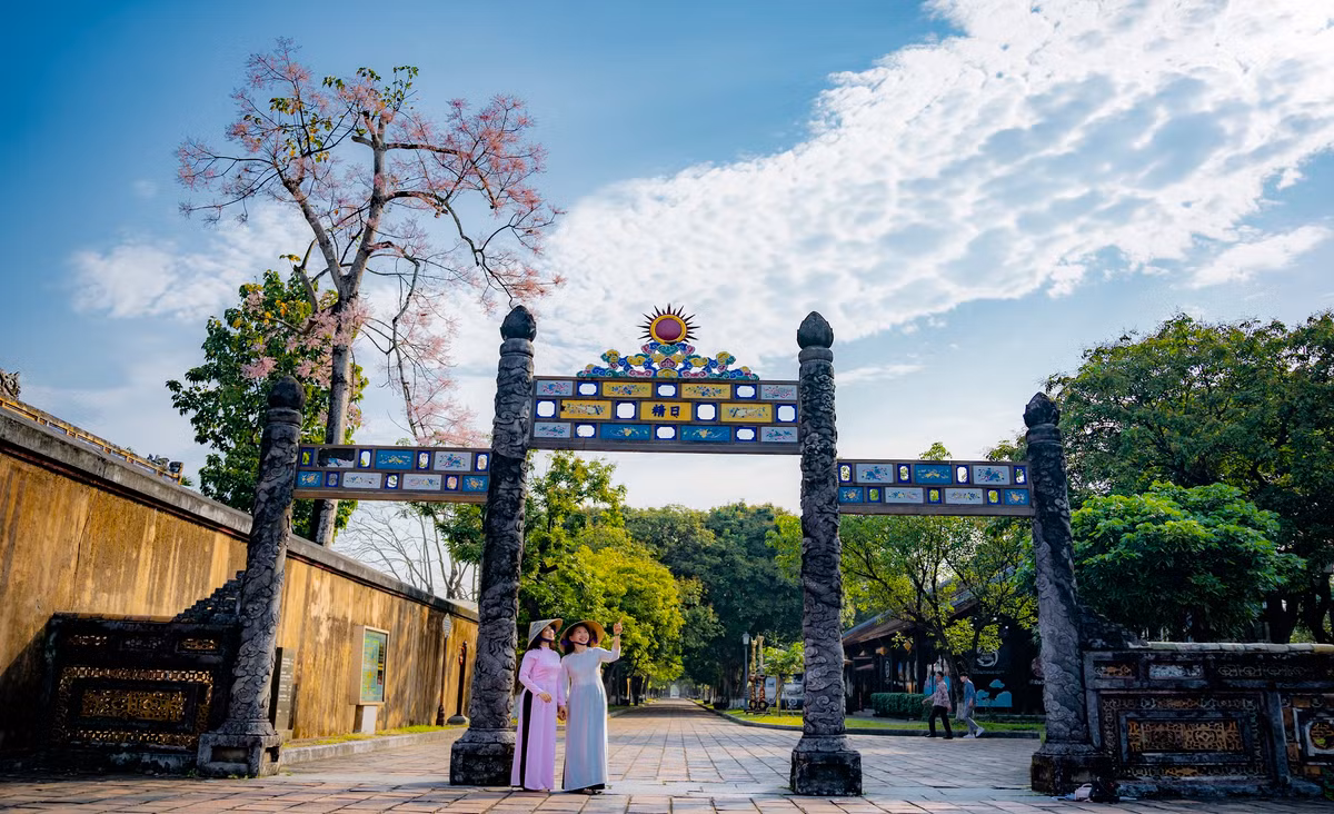Những cây ngô đồng trong Hoàng cung Huế trổ bông khoe sắc thu hút nhiều người dân, du khách check-in, lưu giữ lại những khoảnh khắc.