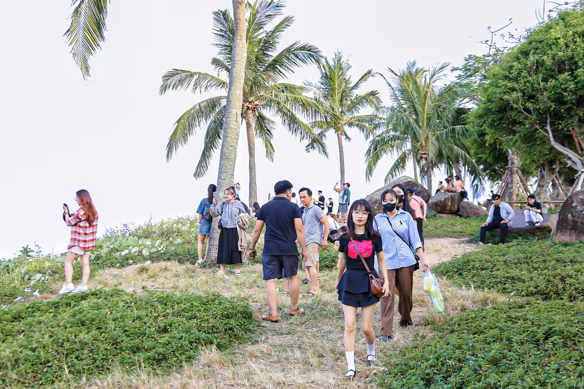 Để tránh nắng nóng gay gắt của mùa hè, hàng trăm người dân và du khách lên bán đảo Sơn Trà để tham quan, hóng mát.