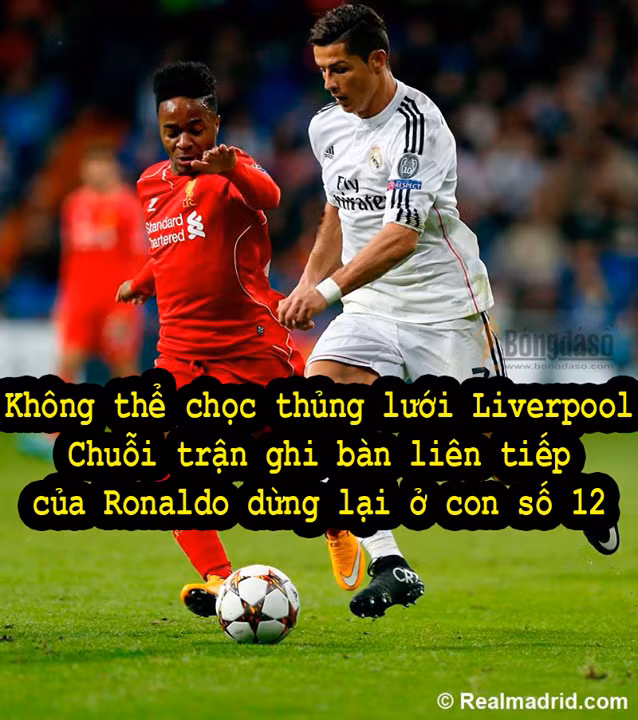 Với việc không thể ghi bàn thắng vào lưới Liverpool, Ronaldo đã không thể phá vỡ kỷ lục của huyền thoại Raul Gonzalez, số bàn thắng của chân sút này vẫn dừng lại ở con số 12.