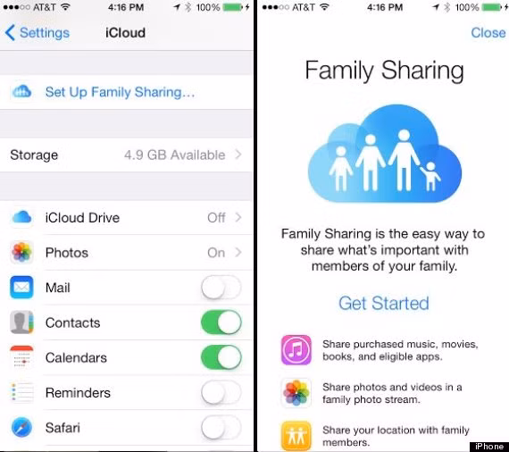 Bạn có thể chia sẻ các ứng dụng (apps). Bạn muốn chia sẻ một ứng dụng hay cho gia đình mình, hãy vào “Settings> iCloud> Set Up Family Sharing” để chia sẻ ứng dụng với tối đa sáu thành viên của gia đình.