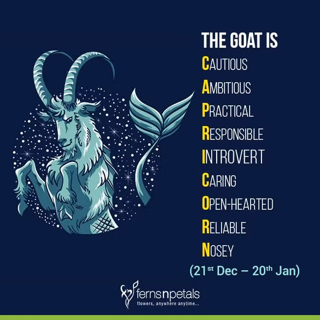  Ma Kết (Capricorn - Con dê: 22/12 - 19/1): Tham vọng, kiên định. Bảo Bình (Aquarius - Người mang nước, 20/1 - 18/2): Sáng tạo, độc lập. Song Ngư (Pisces – Hai con cá, 19/2 - 20/3): Mơ mộng, trực giác. Ảnh: Pinterest.