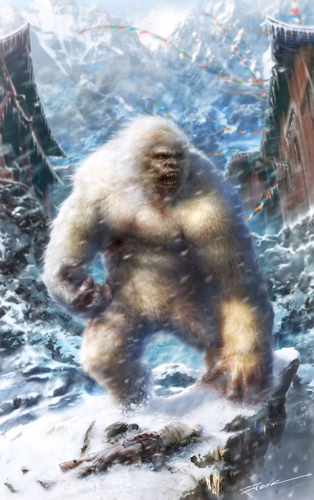  7. Yeti là một hiện tượng siêu nhiên hoặc ngoài Trái Đất. Một số người ủng hộ giả thuyết phi khoa học cho rằng Yeti có thể là sinh vật từ chiều không gian khác hoặc ngoài hành tinh, hoặc một hiện tượng tâm linh gắn liền với các tín ngưỡng địa phương trong vùng Himalaya. Ảnh: Pinterest.