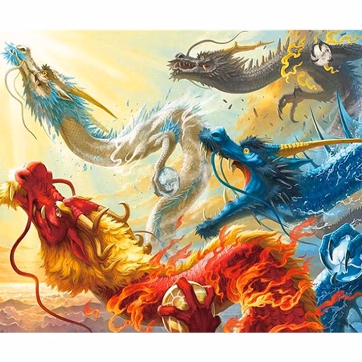  1. Hình dáng. Rồng phương Đông thường có thân dài như rắn, không có cánh nhưng vẫn có thể bay. Chân ngắn, móng vuốt sắc nhọn, đầu có sừng giống hươu, và râu dài như cá chép. Tổng thể rồng mang vẻ uyển chuyển và linh hoạt. Ảnh: Pinterest.