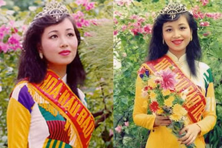 Hoa hậu Diệu Hoa cũng được đánh giá ngày càng đẹp lên sau thời gian đăng quang. Đây là hình ảnh Diệu Hoa năm 21 tuổi, lúc đăng quang Hoa hậu năm 1990.