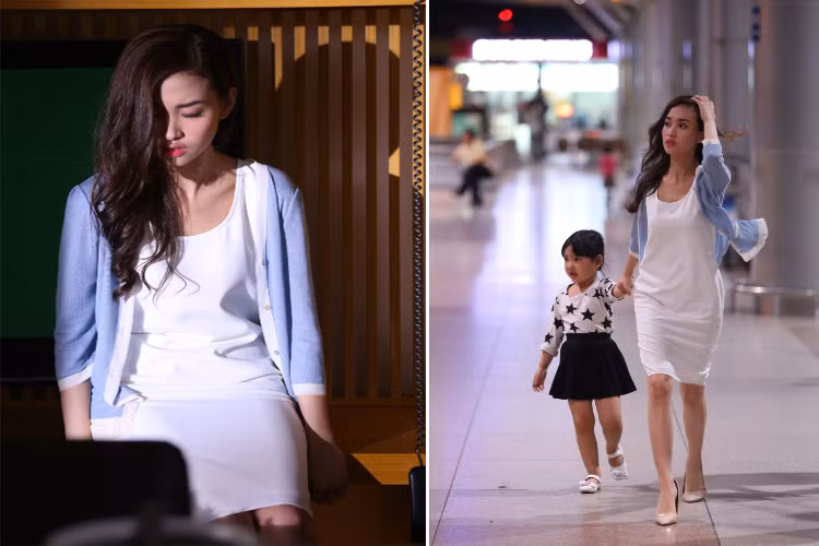 Mai Hồ và diễn viên nhí Bông Gòn. (Ảnh: Khoa Nguyễn)