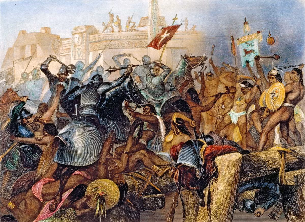Thời gian đầu, người Aztec giành được một số thắng lợi nhỏ, nhưng sau đó họ bị nhiễm bệnh đậu mùa, khiến lực lượng phòng thủ suy yếu đáng kể.