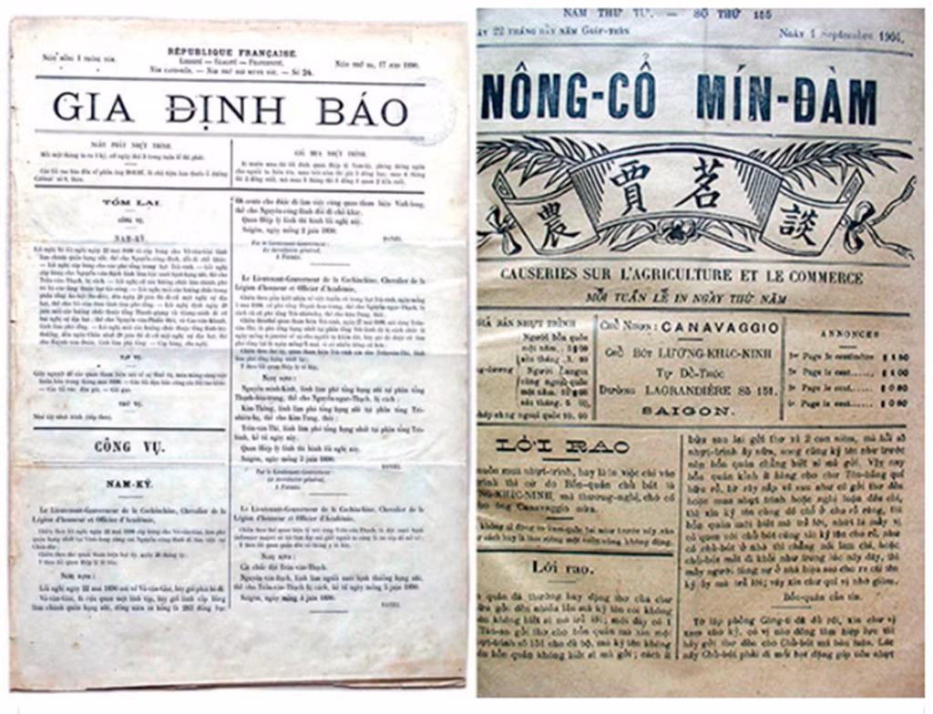 Tờ báo kinh tế đầu tiên là Báo Nông Cổ Mín Đàm (ngồi uống trà bàn chuyện làm ruộng và đi buôn), phát hành vào thứ Năm hàng tuần tại Sài Gòn. Số báo đầu tiên ra ngày 1/8/1901.