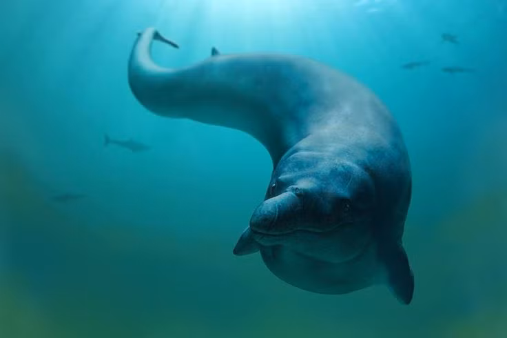  3. Nó có thể dài tới 18 mét – gần bằng một chiếc xe buýt. Kích thước khổng lồ giúp Basilosaurus trở thành một trong những kẻ săn mồi đứng đầu chuỗi thức ăn ở đại dương Thế Eocen. Ảnh: Pinterest.