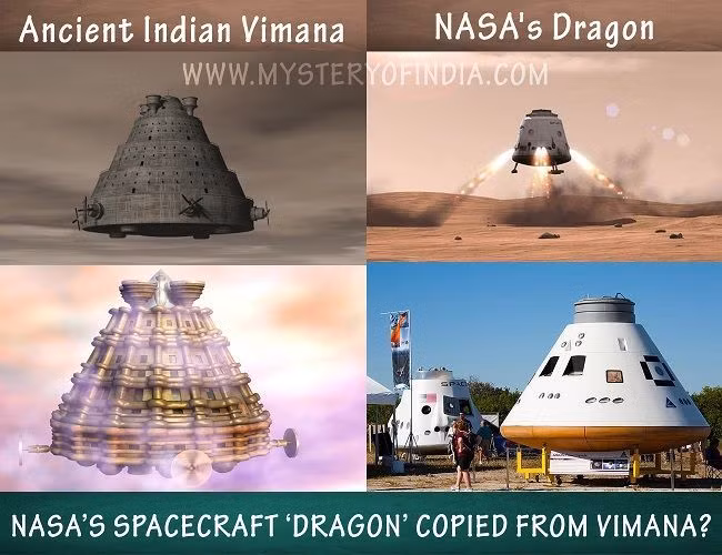  4. Được cho là sử dụng công nghệ tiên tiến. Văn bản đề cập đến việc Vimana có thể hoạt động bằng động cơ sử dụng thủy ngân và tạo ra lực đẩy mạnh mẽ, một khái niệm dường như rất tiên tiến so với thời đại đó. Ảnh: Pinterest.