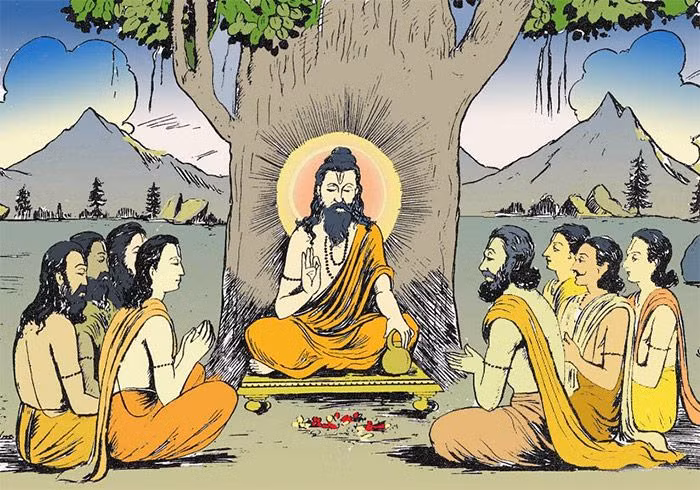  4. Lối tiếp cận qua đối thoại giữa thầy và trò. Nội dung thường được truyền đạt thông qua các cuộc đối thoại giữa đạo sư (guru) và học trò, tạo nên tính chất khai mở tâm linh đặc trưng. Ảnh: Pinterest.